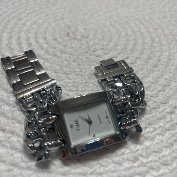 Unisex TIME Silver Chain Bracelet Watch (NEW) - Picture 2 of 4
